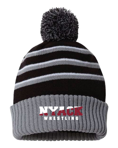 Nyack Wrestling Pom Beanie - Black / Gray