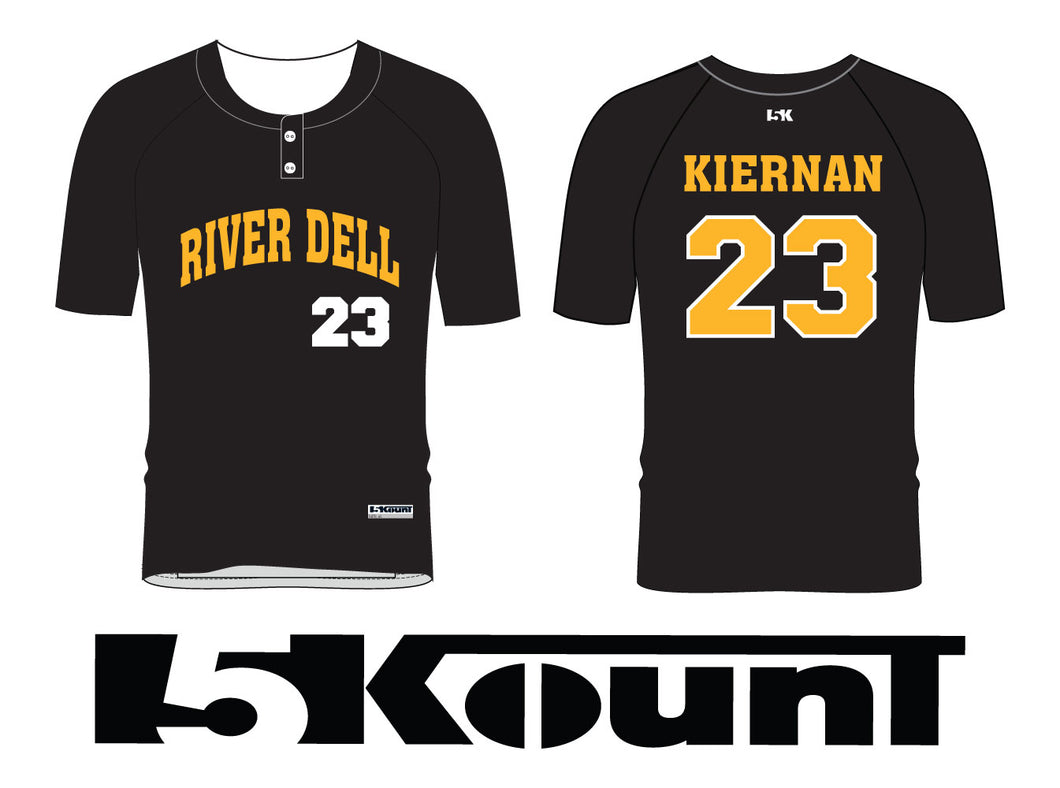 River Dell Baseball Sublimated 2-Button Game Jersey - Black