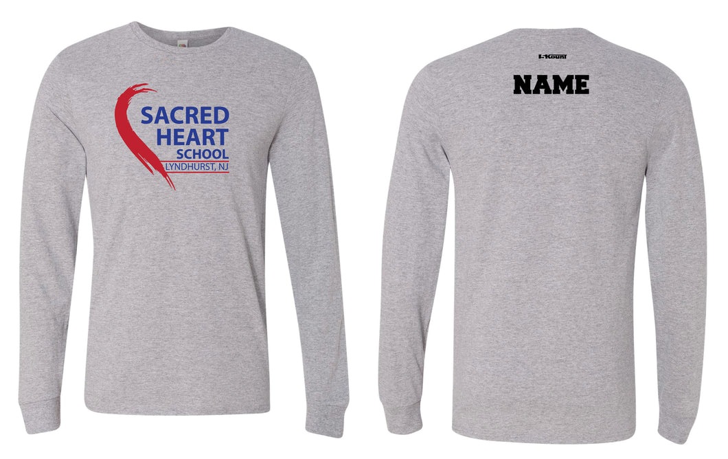 Sacred Heart Cotton Crew Long Sleeve Tee - Gray - 5KounT2018