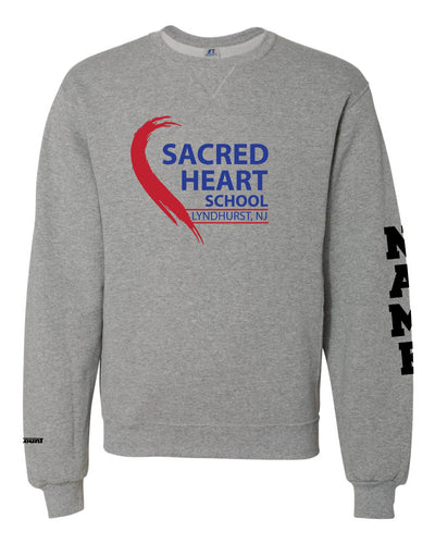 Sacred Heart Russell Athletic Cotton Crewneck Sweatshirt - Gray / Red - 5KounT2018