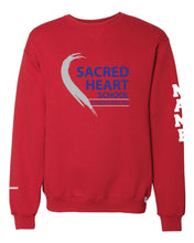Sacred Heart Russell Athletic Cotton Crewneck Sweatshirt - Gray / Red - 5KounT2018