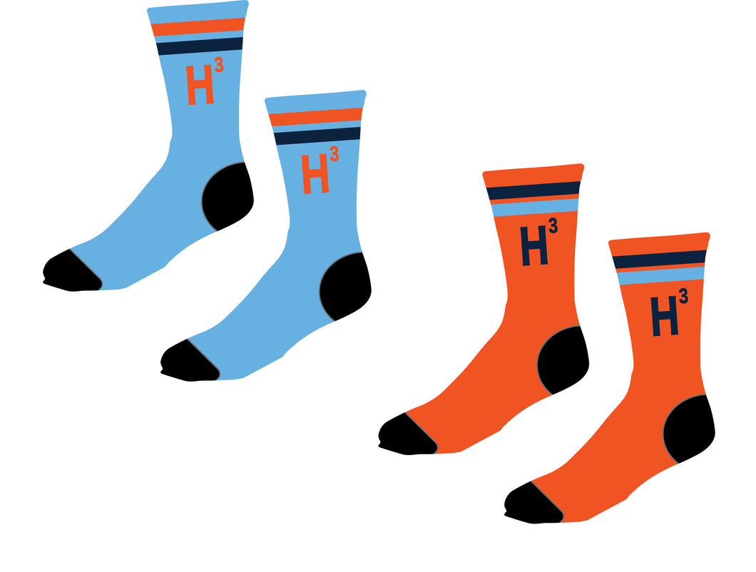 H3 Field Hockey Sublimated Socks - Carolina Blue / Orange - 5KounT
