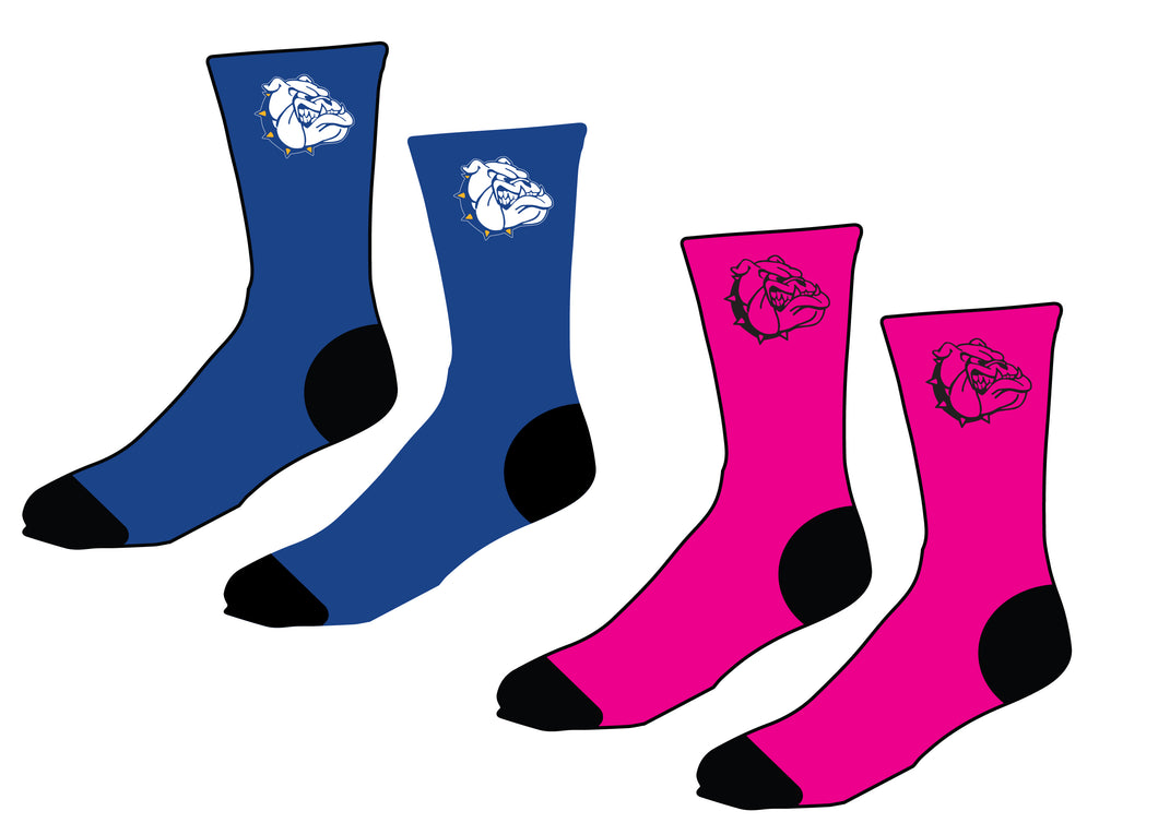 BBYC Bulldogs Football Sublimated Socks - Royal / Pink