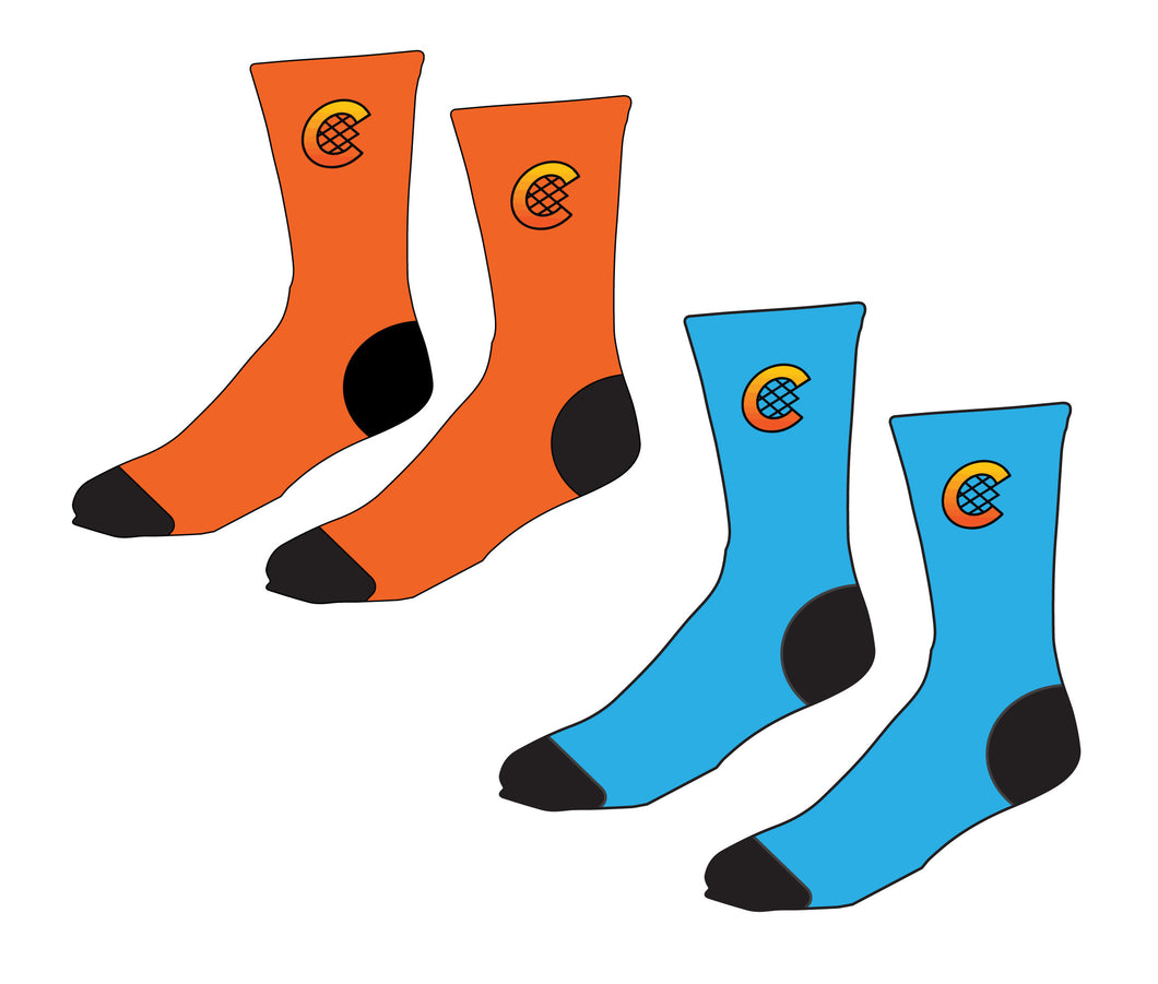 Crush Lacrosse Sublimated Socks - Orange / Blue - 5KounT