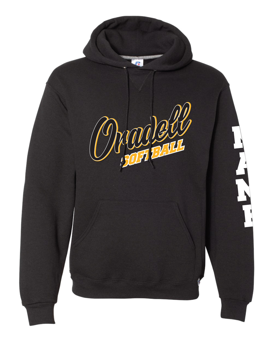 Oradell Softball Russell Athletic Cotton Hoodie - Black - 5KounT