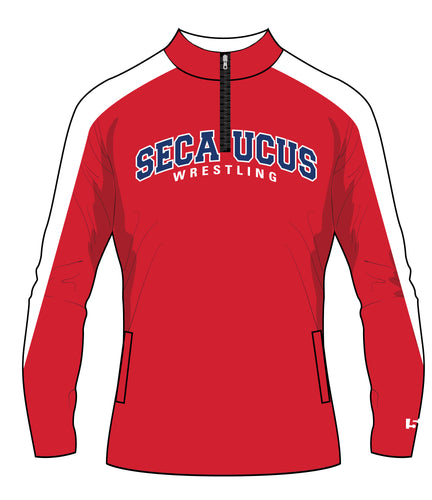 Secaucus High School Wrestling Sublimated Quarter Zip - Red (Design 1)