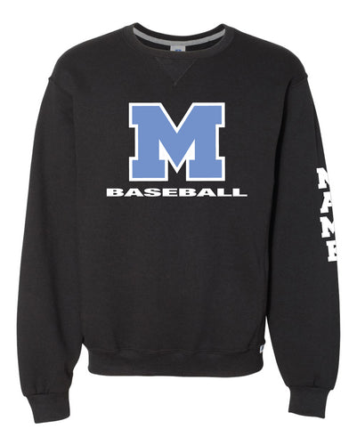 Mahwah Baseball Russell Athletic Cotton Crewneck Sweatshirt Design 2 - Black