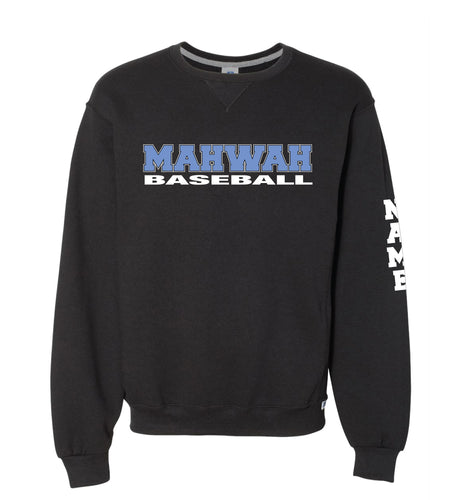 Mahwah Baseball Russell Athletic Cotton Crewneck Sweatshirt Design 1 - Black