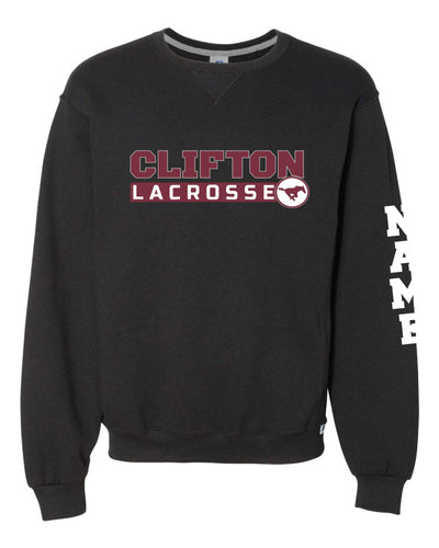 Clifton Lacrosse Cotton Crewneck Sweatshirt - Black