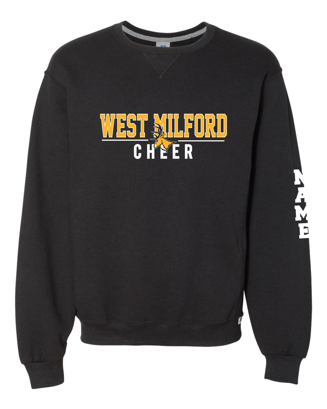 West Milford Highlanders Cheer Russell Athletic Cotton Crewneck Sweatshirt - Black