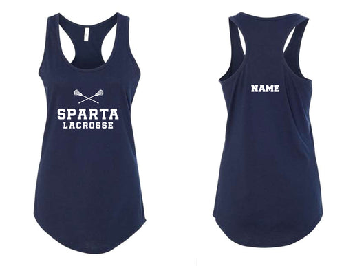 Sparta Lacrosse Ladies' Cotton Tank Top Design 1 - Navy - 5KounT