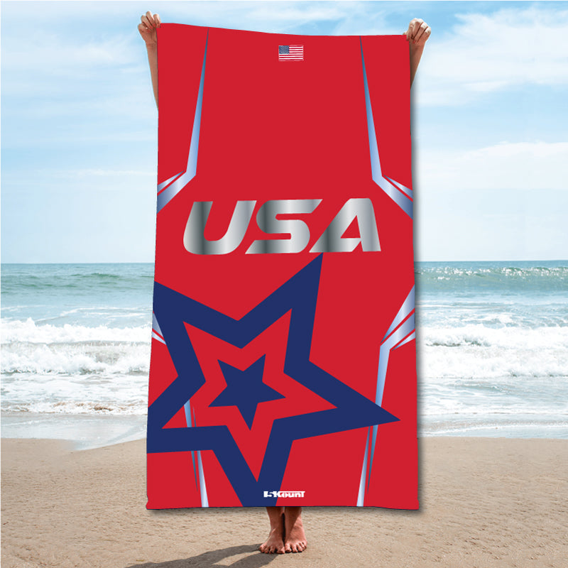 USA Freestyle Wrestling Sublimated Beach Towel - Freestyle 2 - 5KounT2018