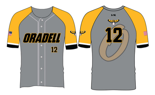 Oradell Baseball Sublimated Lightweight Mesh Travel Team Full-Button Game Jersey - Gray