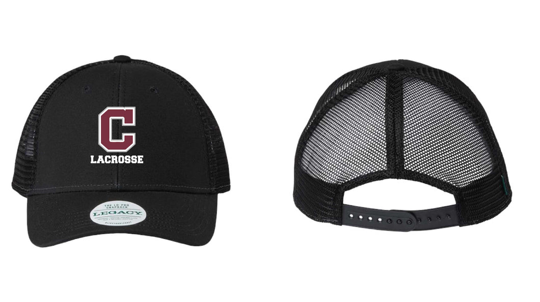 Clifton Lacrosse Legacy Trucker Snapback Hat - Design 1 (Black)