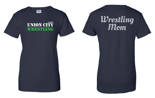 Union City Wrestling Mom Cotton Crew Glitter Tee - Navy - 5KounT2018