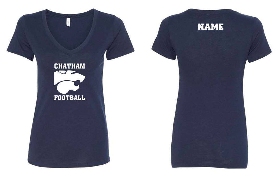 Chatham Football Cotton Women's V-Neck Tee - Navy