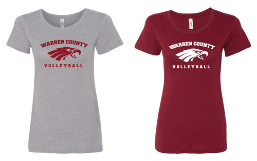 Warren County Volleyball Ladies Cotton Crew Tee - Grey or Scarlet - 5KounT