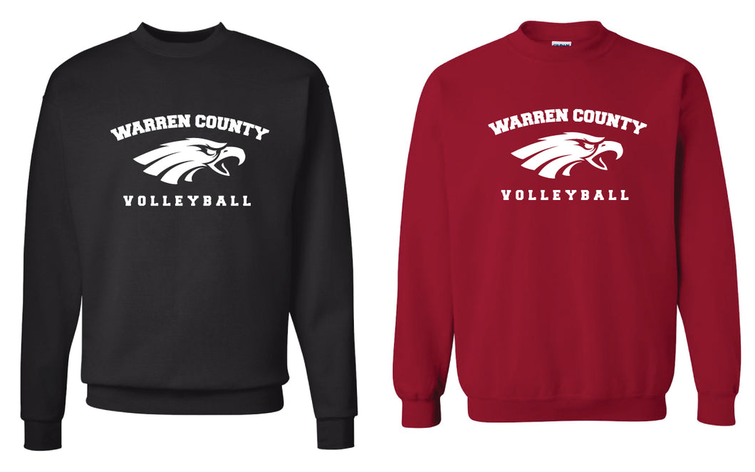 Warren County Volleyball Crewneck Sweatshirts - Black or Cardinal - 5KounT