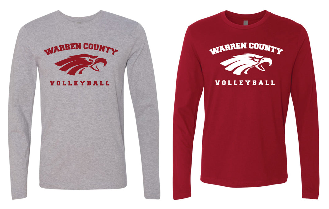 Warren County Volleyball Unisex Long Sleeve Cotton Crew - Grey or Cardinal - 5KounT