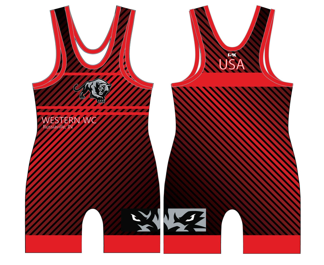 Western Wrestling Club Sublimated Men's Freestyle Singlet - Red