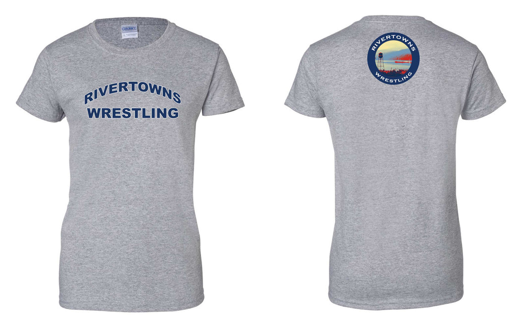 Rivertowns Wrestling Cotton Women's Crew Tee - Gray - 5KounT