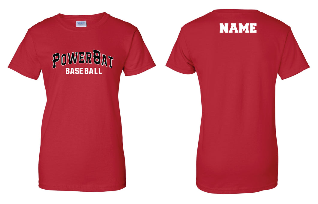 PowerBat Baseball Cotton Women's Crew Tee - Red - 5KounT