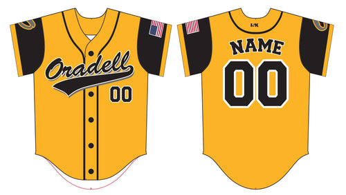 Oradell Baseball Sublimated Game Jersey - Yellow - 5KounT